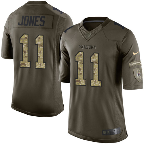 Men's Elite Julio Jones Nike Jersey Green - #11 Salute to Service NFL Atlanta Falcons